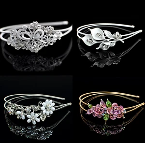 Haarreifen Haarschmuck Brautschmuck Tiara silber mit Strass und Perlen - Picture 1 of 12
