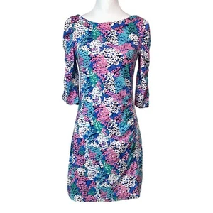 Lilly Pulitzer Silk Cotton Jeanie Dress Bright Navy Dot Dot Hop Sz M - Picture 1 of 5