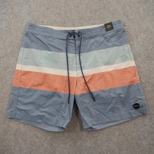 RVCA Board Shorts Mens 32 Blue Striped Drawstring Swim Trunks Surf New - Picture 1 of 14