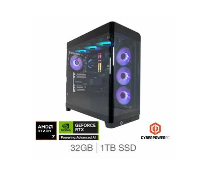 CyberPower AMD Ryzen 7 32GB RAM 1TB SSD NVIDIA GeForce RTX 5070 Gaming Desktop - Image 1 of 4