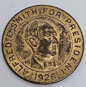 1928 ALFRED E SMITH FOR PRESIDENT U.S Presidential Campaign Medaillon Münze Medaille - Bild 1 von 7