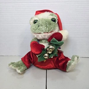 Peluche animado Gemmy Frog Santa Christmas "Wishándote una muy feliz Navidad" - Imagen 1 de 9