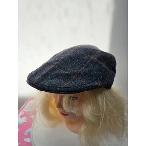 Failsworth Premium Flat Cap Grey Windowpane Check Wool Blend M 7 1/8 Traditional - Picture 1 of 8