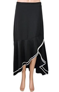 C. WONDER by CHRISTIAN SIRIANO Black Asymmetric White Trim Maxi Skirt S - Picture 1 of 5