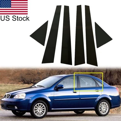 6 piezas postes de pilar negros brillantes cubiertas de molduras de puerta para Suzuki Forenza 4 puertas 2004-2008 Foto 1 de 4