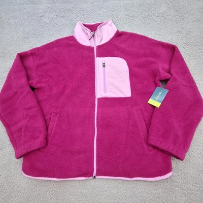 Tek Gear куртка женщин большой розовый флис полный молнии Colorblock груди карман теплый - Изображение 1 из 4