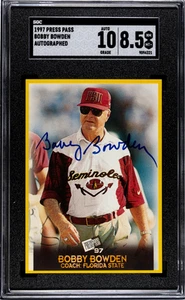 1997 Press Pass Bobby Bowden Autograph AUTO Florida State SGC 8.5 - Picture 1 of 2