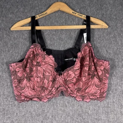 Torrid изгибы бюстгальтер размер 42DD без подкладки балконет черный розовый кружева сексуальный новый - Изображение 1 из 4