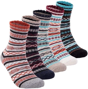 5 Pairs Men's Wool Mixture Angora Cashmere Warm Soft Thick Casual Dress Socks - Picture 1 of 12