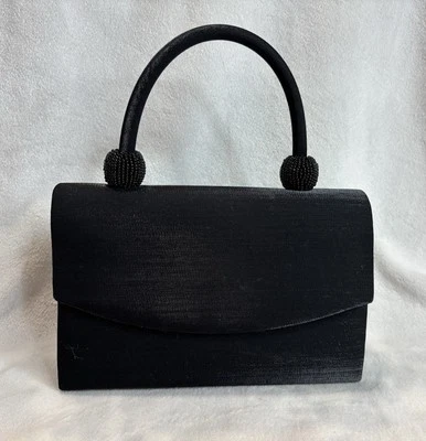 La Regale винтажный мини сумочка черный блеск с бисером вокруг ручки - Изображение 1 из 4