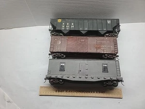 3 O Scale 2 Rail Metal & Wood Built Kits Boxcax Hopper Work Caboose - Picture 1 of 22