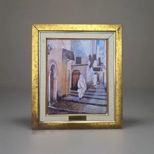 Peinture Ancienne orientale Emaux"Algérie La Casbah" tableau encadré Paysage - Imagen 1 de 7