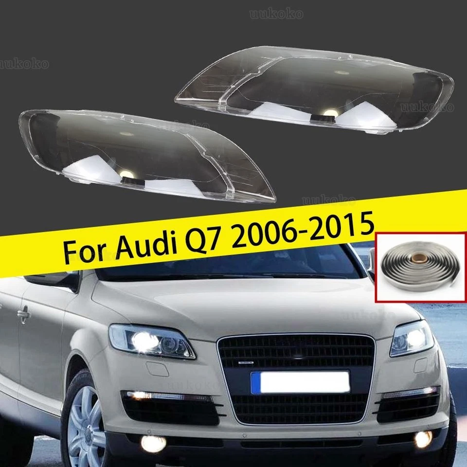 Pair Car Headlight Clear Lens Shell Lamp Cover+Glue For Audi Q7 2006-2015 US Foto 1 de 4