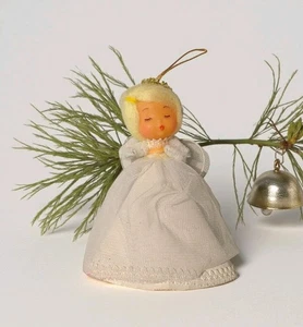 Vintage Weihnachten Engel Ornament Papier Kegel Pfeifenreiniger Vinyl Gesicht MCM 4,5" - Bild 1 von 11