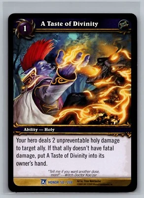 A Taste of Divinity 50 World of Warcraft TCG CCG Fields of Honor WOW RARE Card - Image 1 of 2