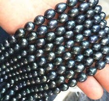 BEAUTIFUL 5-6 MM NATURAL SOUTH SEA BAROQUE BLACK PEARL Loose Beads 14"