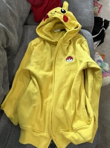 Pokemon Boys' Pikachu Character Costume Printed Zip-Up Jacket Hoodie Size M - Picture 1 of 2