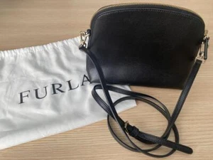 FURLA  Shoulder Bag Hand Bag Leather Black Women's USED FROM JAPAN - Picture 1 of 11