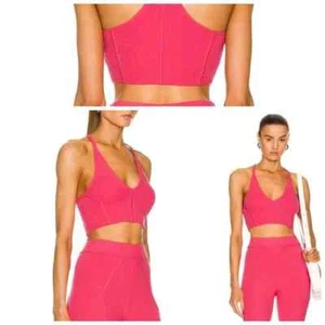 HELMUT LANG Women's Micro Bond Bra Cropped Knit Top Size S Rose Pink - Picture 1 of 5