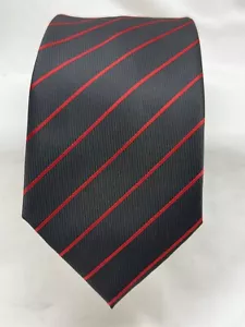 Cravatta Louis Vuitton nera con righe rosse 100% seta fatta a mano - Foto 1 di 5