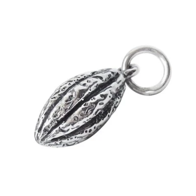 Cápsula de cacao grano de cacao chocolate fruta 3D 925 plata esterlina sólida encanto Foto 1 de 4