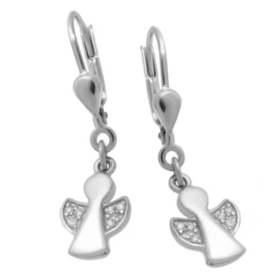 Bella Pendenti Angelo con Zirconia Bianco 925 Argento Prova di Appannamento - Immagine 1 di 3