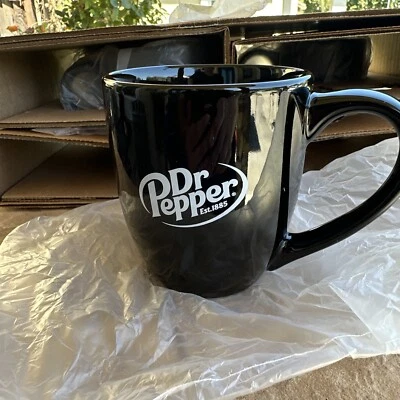 Lot Of 4  Dr. Pepper Black Ceramic Mugs NEW Rare Find - Image 1 of 4