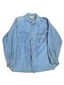 Vintage 90s Rip Curl Denim Shirt Men's Medium Blue Button-Up Surfwear Baggy - Picture 1 of 11