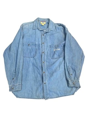 Vintage 90s Rip Curl Denim Shirt Men's Medium Blue Button-Up Surfwear Baggy - Image 1 of 4
