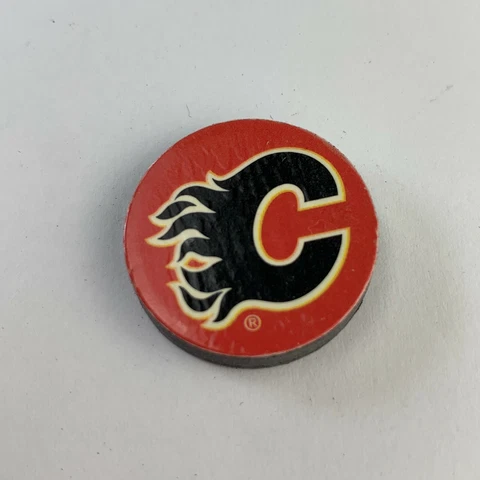 Calgary Flames NHL Puck Magnet 1" Hockey Sport Dots Logo Cover