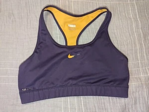 NIKE PRO FITDRY Dry Fit L Wireless Pull On RacerBack Sports Bra Yellow + Purple - Picture 1 of 8