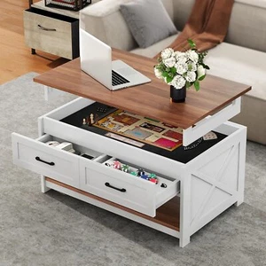 TAUS Farmhouse Coffee Table: 3-in-1 Board Game & Puzzle Table, Walnut - Picture 1 of 6