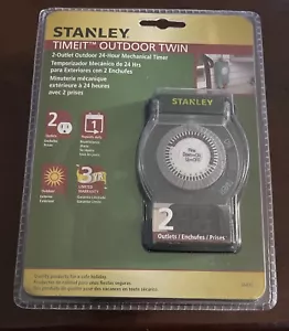 Stanley TimeIt Outdoor Twin 2-Outlet Grounded Mechanical 24 Hour Timer New - Picture 1 of 4
