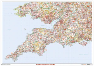 South West England Postcode Districts, Map of SW England Postcodes - Picture 1 of 6