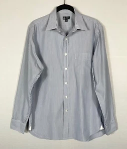 J.Crew Shirt Mens Sz M Blue Ivory Striped 120’s 2 Ply Button-Up Long Sleeves - Picture 1 of 5