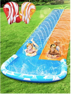 22.5英尺水滑梯和2个车身板,草坪水滑梯夏季滑水滑梯 — 第 1/4 张图片