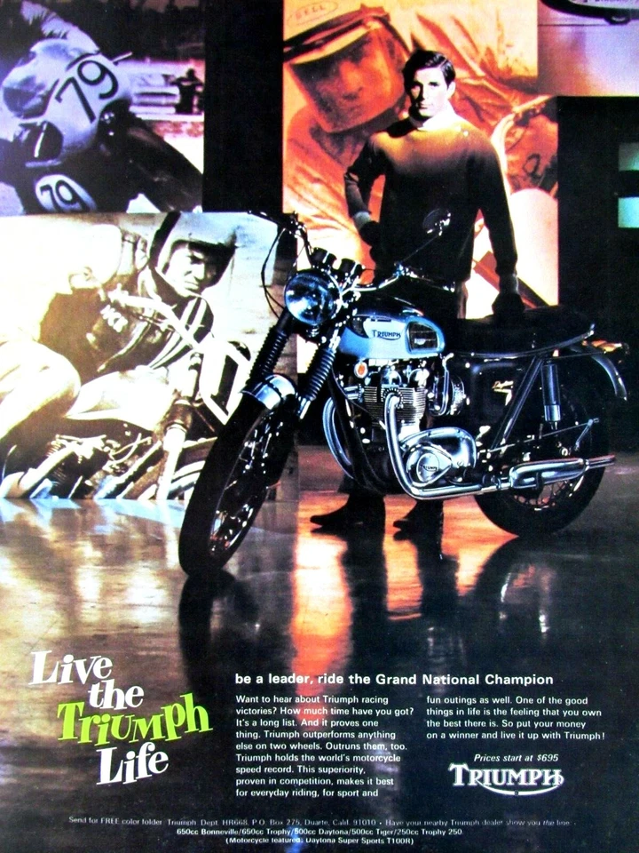 1968 Triumph Bonneville 650 Vintage The Triumph Life Original Print Ad 8.5 x 11" - Image 1 of 4