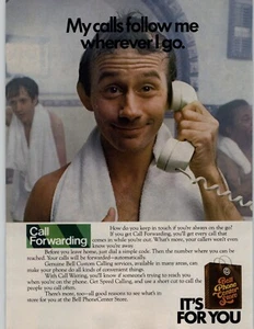 1981 Bell Phone Center Store Vintage Ad Call Forwarding Smiling Man Steam Room - Picture 1 of 4