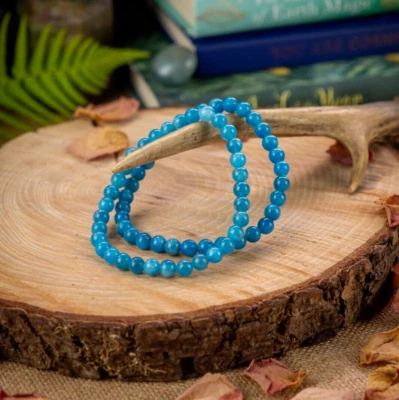Natural 6mm Apatite Beads Healing Reiki Chakra Blue Gems Stretch Bracelet 1 Pcs - Image 1 of 3