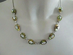 SILBER  COLLIER ° 925 / 1000 ° BLAUE SPINELLE  / ABALONE ° Silberkette ° - Picture 1 of 12