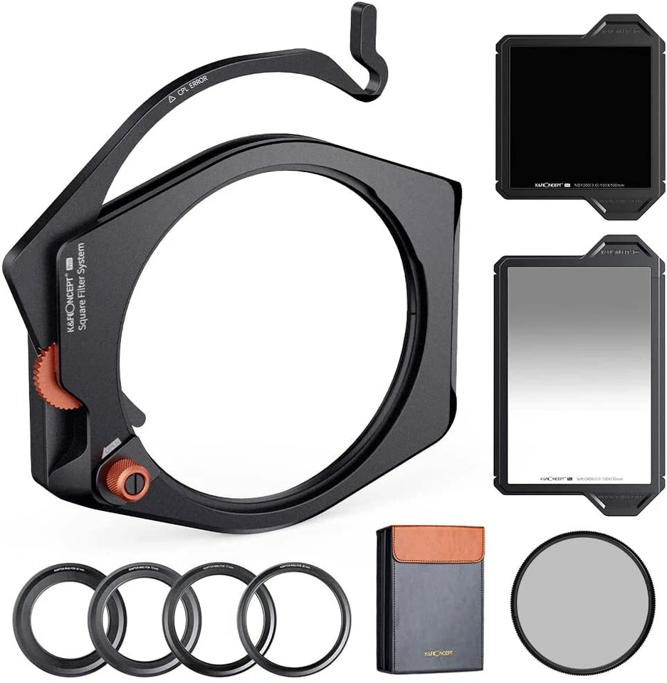 Square Filters Holder System Kit + 95mm CPL+ Square GND8 + ND1000+ 4 Filter Ring - Image 1 of 4