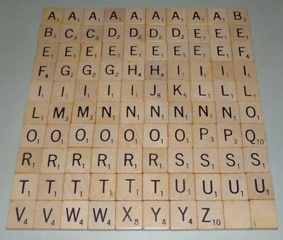 100 Wooden Genuine Scrabble Letters Tiles Complete Set Arts & Crafts Jewelry - Image 1 of 4