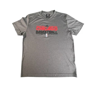 Adidas Chicago Basketball NBA Shirt Mens XL Gray Short Sleeve V-Neck Performance - Picture 1 of 8