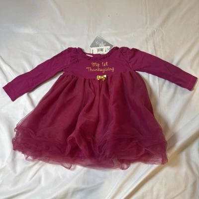 NWT Koala Kids Girls My First Thanksgiving Dress 18M Knit Magenta - Image 1 of 4