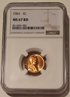 Lincoln Memorial Cent 1961 MS67 ROJO NGC Foto 1 de 4
