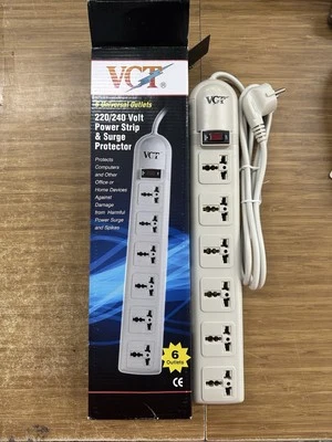 VCT - 220V/240V AC 13A Universal Surge Protector / Power Strip with 6 Universal  - Image 1 of 4