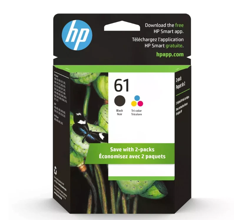 HP 61 Combo Pack Ink Cartridge, Black and Tri Color (Exp 07/2026) NEW OPEN BOX - Image 1 of 1
