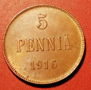 *Finland -5 penniä 1916 - Copper*Empire Nikolai II * Cond.1+++ - Picture 1 of 2