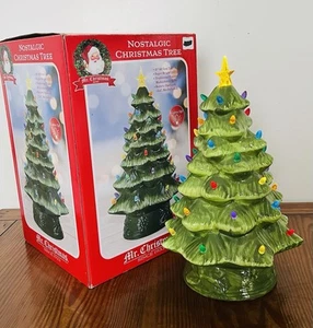 Mr. Christmas 16” LED Retro Nostalgic Ceramic Christmas Tree Green Light Up - Picture 1 of 11