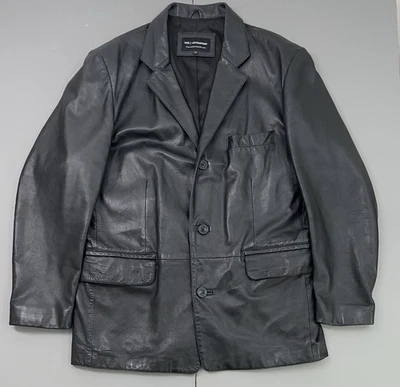 Abrigo chaqueta de cuero negro Bod & Christensen para hombre talla mediana negro Foto 1 de 4